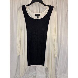 Style & Co. Womens XL Black & White Long Sleeve Tunic Top
